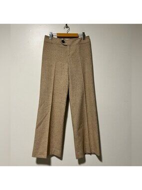 Jean Pascale Women’s Wool-Blend Wide-Leg Cropped Pants, Size 6, Made in Spain